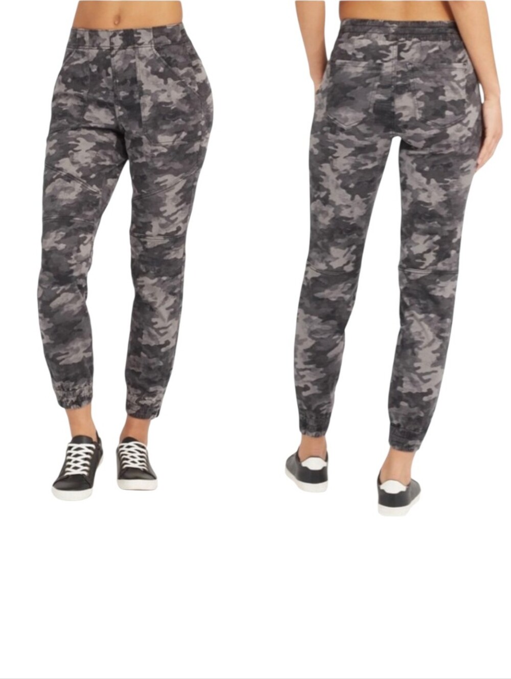 SPANX Stretch Twill Black And Gray Camouflage Jogger Pants Size M